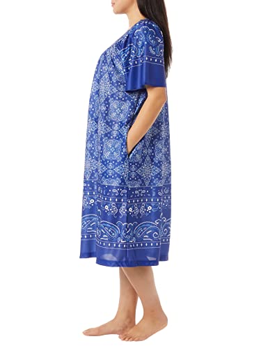 Image of AmeriMark Casual Women's Patio Muumuu House Dress Loose Comfortable Short Sleeve Sun Dress Lounger Gown Sleepwear for Ladies