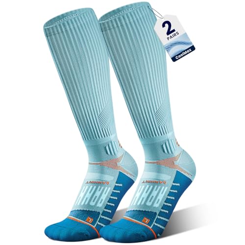 Best Compression Socks for Flying Long-Distance: Top Picks 12 Rahhint Compression Socks for Flying 20-30 mmHg Athletic Socks Knee High Padded Cushion for Long Distance Travel & Running