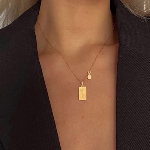 14k Gold Plated Zodiac Sign with Tarot Card Pendant Necklace Birthday Gift for Women2