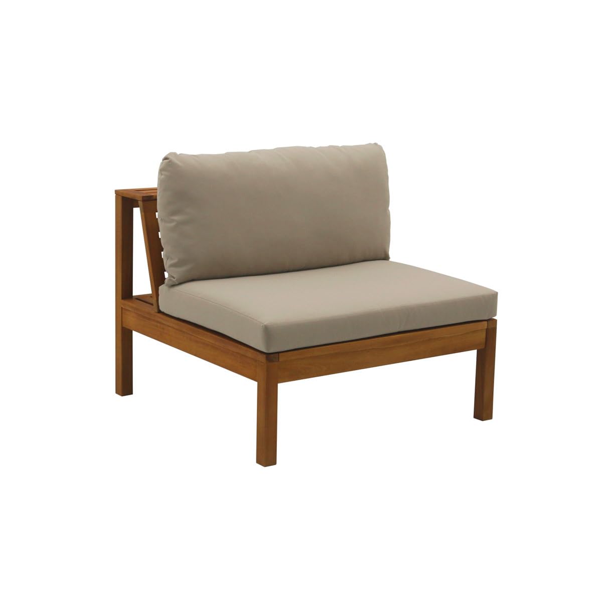 Miliboo Salon de Jardin d'angle 6 Places en Bois Massif avec Coussins déhoussables Taupe Belize
