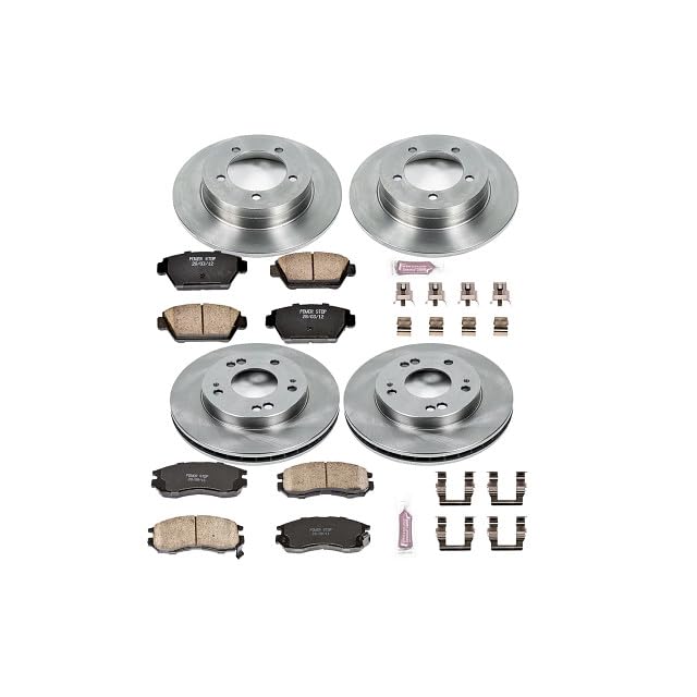 Image of PowerStop Front and Rear Brake Kit for Eagle Talon 1990-94 |Mitsubishi Eclipse 1990-94 |Plymouth Laser 1990-94 - Z17 Ceramic Brake Pads & Disc Rotors Replacement, KOE682