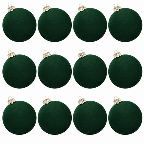 Boules de Noël velours vert 12pcs cadeau idéal pour secret santa - 2
