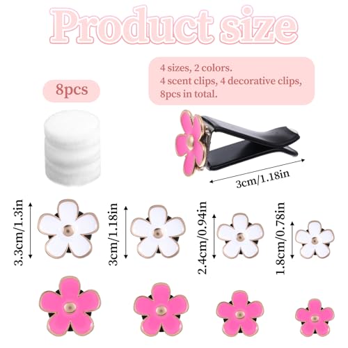 Image of 8 Pcs Car Air Vent Clips Daisy Flower Air Conditioning Outlet Clip Cute Car Air Freshener Clip with 8 Pcs DIY Unscented Fragrance Pads Daisy Car Decor Car Interior Decorations Refillable Car Diffuser