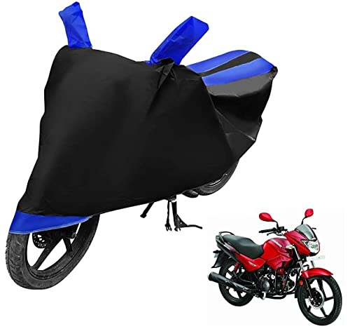 Image of Auto Hub Bike Cover Compatible with Glamour with Mirror Pocket, Dustproof, Heat Resistant, Triple Stitched, Glamour Bike Cover- Black, Blue