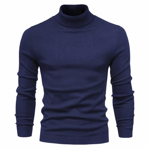 Men's Warm Turtleneck Sweater, Long Sleeve Casual Male Knits Sweaters Slim Fit Knit Turtleneck Sweater