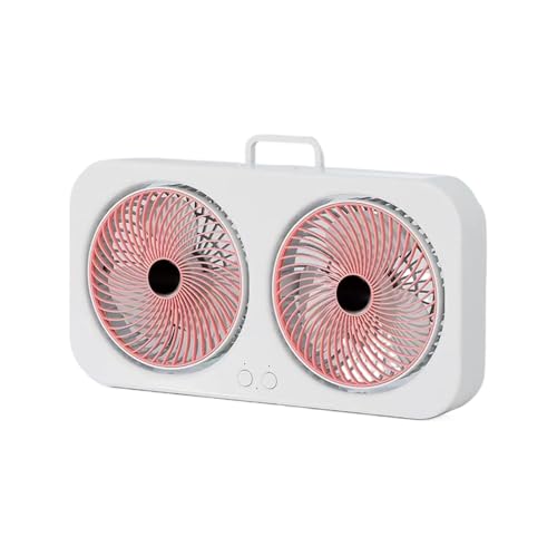 Ventiladores De Sobremesa Pequeños y Silenciosos, Enfriador De Aire Doble Cabezal, Ventilador USB Recargable Portátil Colgable y Silencioso para Acampar Viajes Playa Tienda Dormitorio Gimnasio