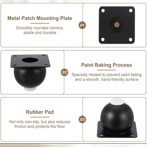 Pata para muebles de alta resistencia con esfera metálica y diseño elegante 4