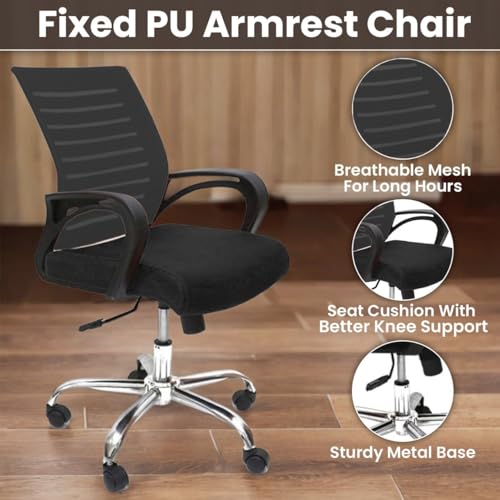 Image of Ngfc Office Chair for Home with Back Support Arm Rest 360 Degree Rotating Office Chair with Tilt Lock Mechanism High Comfort Seating Ergonomic Chair for Home & Office (2, Black)