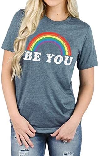 Miniatura 4 de Camisa de arco iris para mujer, camiseta de orgullo con estampado de arco iris, camisetas casuales de manga corta, Arco iris