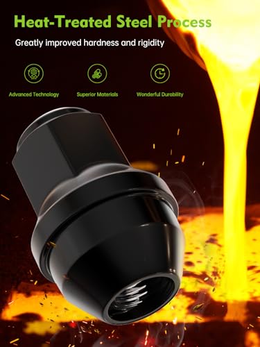 Image of AUTOPTIM M14x1.5 Lug Nuts - Replacement for 2015-2022 Ford F150, Expedition, 2015-2020 Lincoln Navigator, OEM Factory Style, Black 21mm Hex 1.8 inch Tall, One Piece Closed End Wheel Lug Nuts (24pcs)