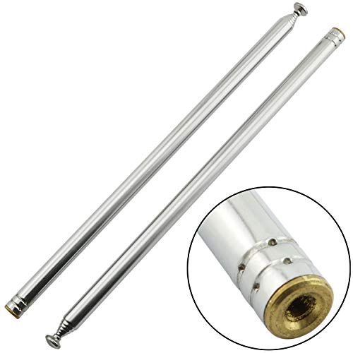 Ruiling 2-Pack M3 Female Thread 7 Section Am Fm Radio Universal Antenna For Radio Tv Electric Toys, Telescopic Replacement Antenna Aerial, Stainless Steel Material, Stretched Length 96Cm 37.7 Inch #TOP2