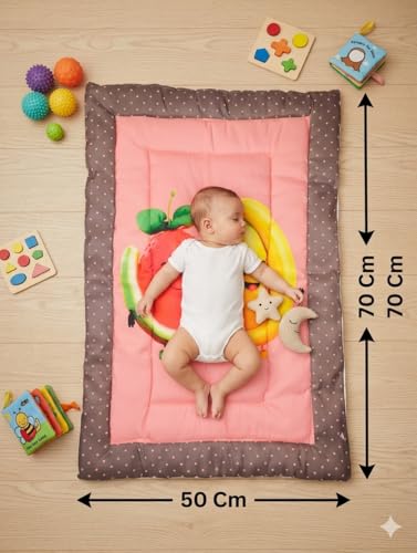 Image of FRIDO New Born Baby Godadi Pack of 5 Combo Set Soft Cotton Baby godi| Godari | Baby Bed | Crib Sheet | Cartoon Mat Godadi | Bedding Set | Multicolor(Set of 5) (Blue)