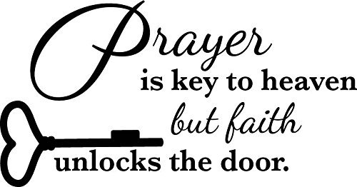 Newclew Prayer is Key to Heaven but Faith unlocks The Door Wall Art Sayings Sticker Décor Decal Prayer Church Jesus Pray ((L) 44''x22'')