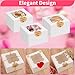 WINKIO 24pcs White Cookie Boxes, 4x4x2.5 Inches Bakery Boxes with Window, for Mini Cake Treat Dessert Pastry Donuts Macaroon Strawberries Chocolate Candy (with Stickers)