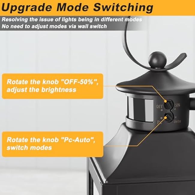 Motion Sensor Outdoor Wall Lights 2 Pack, Black Dusk to Dawn Light Fixtures Wall Mount, 16 Exterior Wall Sconces Waterproof, Large Outside Lamps for House, Modern Porch Lanterns 3 Modes