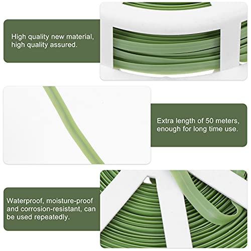 DOITOOL Green Plant Ties 50m Plant Tie Reusable Garden Plant Twist Tie Gardener Twine Garden for Supporting Tomatoes Roses Vines