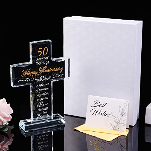 YWHL-50th-Wedding-Anniversary-Religious-Cross-Gifts-for-Women-Men-50-Year-Anniversary-Romantic-Gift-for-Him-Her-Laser-Engraved-Glass-Standing-Cross-Keepsake-for-Couple-50-Years-of-Marriage-Present YWHL 50th Wedding Anniversary Religious Cross Gifts for Women Men 50 Year Anniversary Romantic Gift for Him Her Laser Engraved Glass Standing Cross Keepsake for Couple 50 Years of Marriage Present
