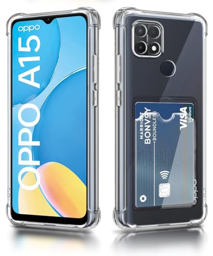 Image of WOW IMAGINE Transparent Back Cover Case for Oppo A15 | Oppo A15s | Flexible Built-in Slim Card Pockets Wallet | 360 Camera Protection TPU | Soft Silicone Mobile Cover - Transparent