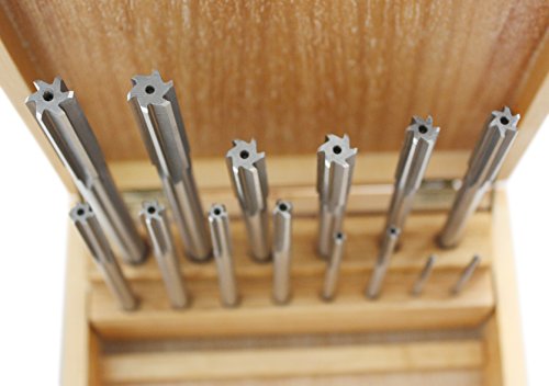 Accusize Industrial Tools 14 Pc Over and Under Size H.S.S. Chucking Reamer Set, 0.1240\'\' Thru 0.5010\'\', in Fitted Case, 5500-SX00