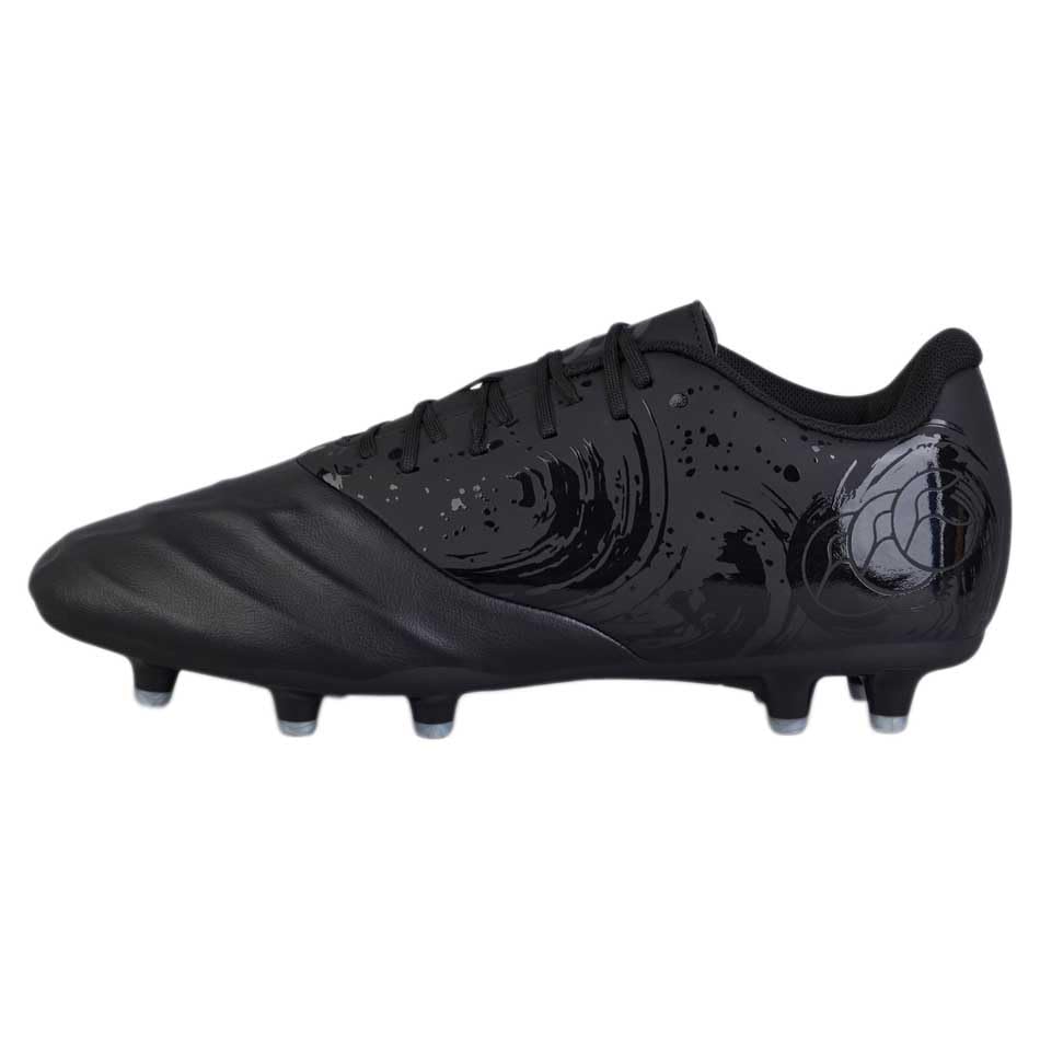Canterbury Unisex's Phoenix Genesis Team Firm Ground Rugby Boots | Hard Surface Traction | Breathable, Black Silver Metallic, 7