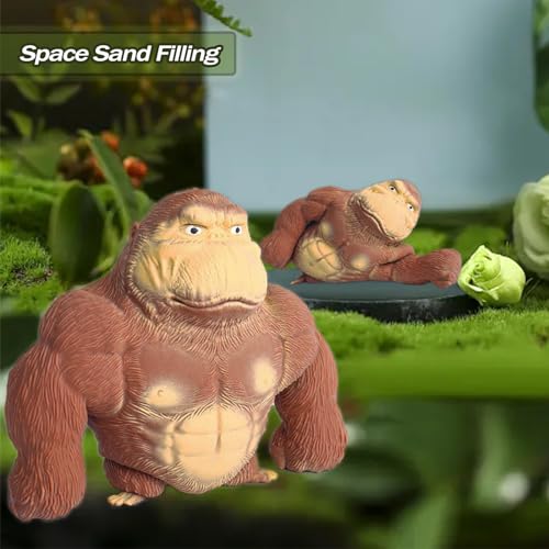 peiyee Gorilla Stressabbau Spielzeug, Gorilla Figur Zum Stressabbau, Gummi Squishy Monkey, Stretch AFFE Spielzeug, Antistress Spielzeug für Kinder und Erwachsene(Klein)