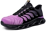 URDAR Steel Toe Shoes for Women Lightweight Work Shoes Comfortable Safety Sneakers Purple Industry Work Footwear Construction Sneakers (7.5, Iris Purple)