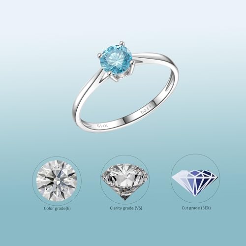 0.5 Carat IGI Certified Blue LAB Grown Diamond Engagement Rings in 14k White Gold Solitaire Anniversary Wedding Promise Rings Jewelry Gift for Women, VS1-VS2 Clarity, E-F Color3