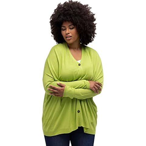 Ulla Popken Damen, Oversized, tiefer V-Ausschnitt, Feinstrick Strickjacken Cover