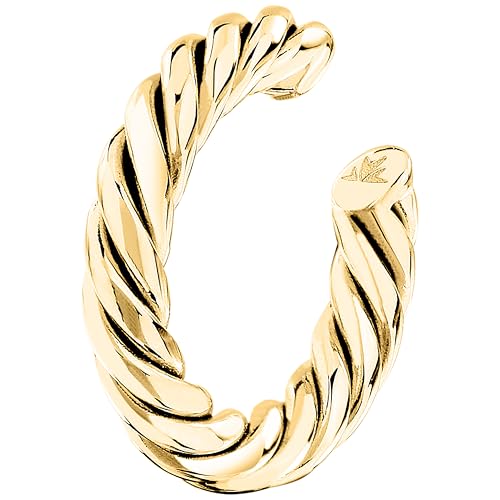 Earcuff Morellato chic en acier brossé rayé une manchette d'oreille haut de gamme