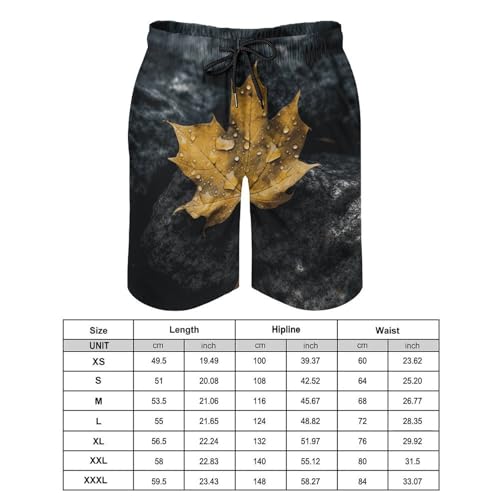 Men's Swim Trunks Quick Dry Board Shorts with Pockets Beach Shorts Leaves on Wet Rocks Bathing Suits for Men2