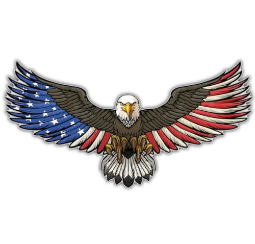 American Bald Eagle Flag Decal Sticker Bubble-Free Vinyl Made in USA Truck Bike Helmet Vehicle Window Wall (30