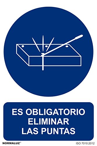 Normaluz Rd21036 - Señal Es Obligatorio Eliminar Las Puntas Pvc Glasspack 0,7Mm 30X40 Cm Con Cte, Ripci