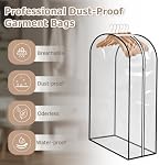 4 Pack 40" All Clear Garment Bags, 10" Gusseted Bags for Hanging Clothes Storage, Upgraded Large Capacity Garment Rack Cover for Shirts, Coats, Dresses, Suit