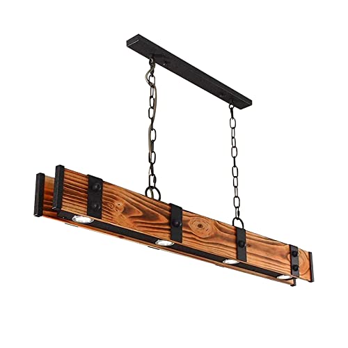 Lustre rustique en bois rectangle pour suspension de table salle à manger style farmhouse
