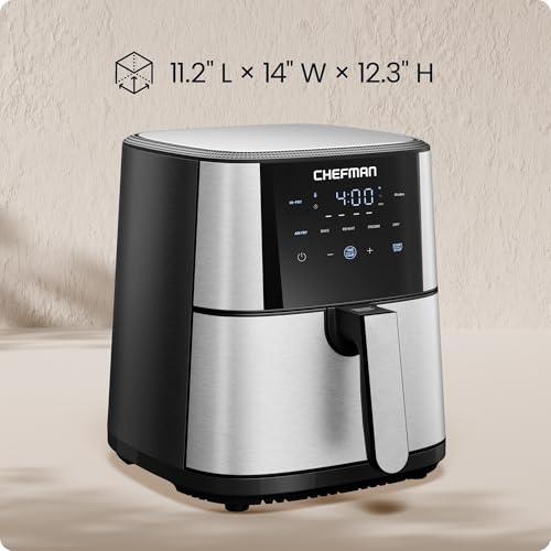 Chefman Air Fryer 6 Qt | TurboFry® 5-in-1 with 450°F Hi-Fry Option for Crispier Results | Bake, Dehydrate, Frozen | XL Nonstick Dishwasher-Safe Basket | Stainless Steel - image 7