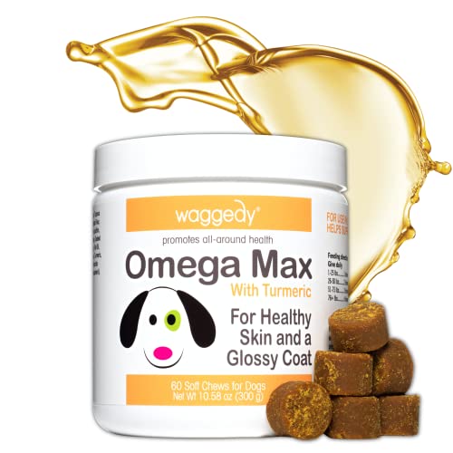 Waggedy Max Omega Chews For Dogs W/Fish Oil, Essential Fatty Acids & Turmeric – Supports Immune System Health In Canines, Shine To Coats, Helps Reduce Dog Inflammation, Joint Pain & Allergies (60) #TOP16