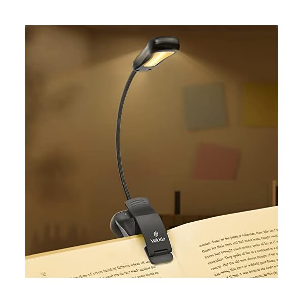 Vekkia Rechargeable 3000K LED Book Light, Easy Clip on Reading Lights