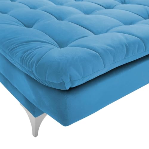 Image of Casaliving Danny Sofa Cum Bed for Living Room Premium Fabric Sofa New 3 Seater Sofa Cum Bed Velvet Fabric with 2 Cushions (Aqua Blue) Suitable for All Indoor Sofa Set