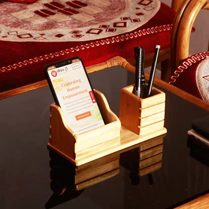 Support pour stylo fait à la main en bois naturel pour bureau