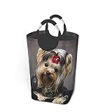 NA Yorkshire Terrier Chien à la Recherche d'un Panier à Linge avec poignées Grand Organisateur Pliable Panier à Linge pour Chambre d'enfants vêtements Sales Jouets