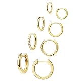 Gold Hoop Earrings for Women Trendy Hypoallergenic Small Huggie Cartilage Stack Cute Earring Set for Sensitive Ears Clip On Gold Helix Conch Rook Tragus Daith Piercing Jewelry Gifts for Mom Accessories