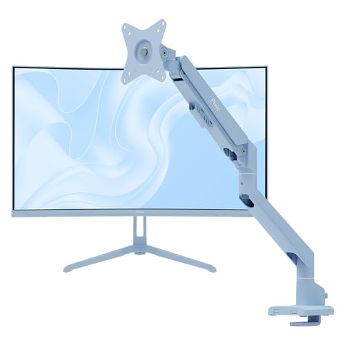 Image of Pixio PXC248WAVE Blue 24 inch 200Hz Refresh Rate FHD 1080p Resolution 1500R Curve Fast VA Panel 1ms GTG Response Time HDR Curved Gaming Monitor and PS1S Wave Blue Single Monitor Arm - Fits up to 32 in