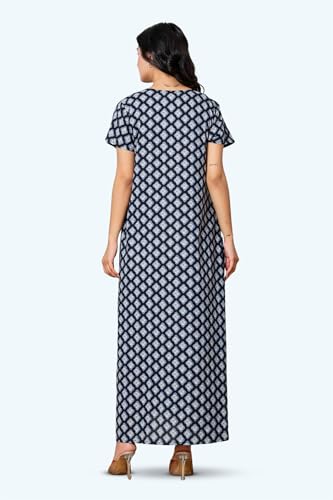 Image of NIHSAMAH Cotton Nighty for Women - Printed Stylish Night Gown, Comfortable Sleepwear Long Nightwear, Maxi