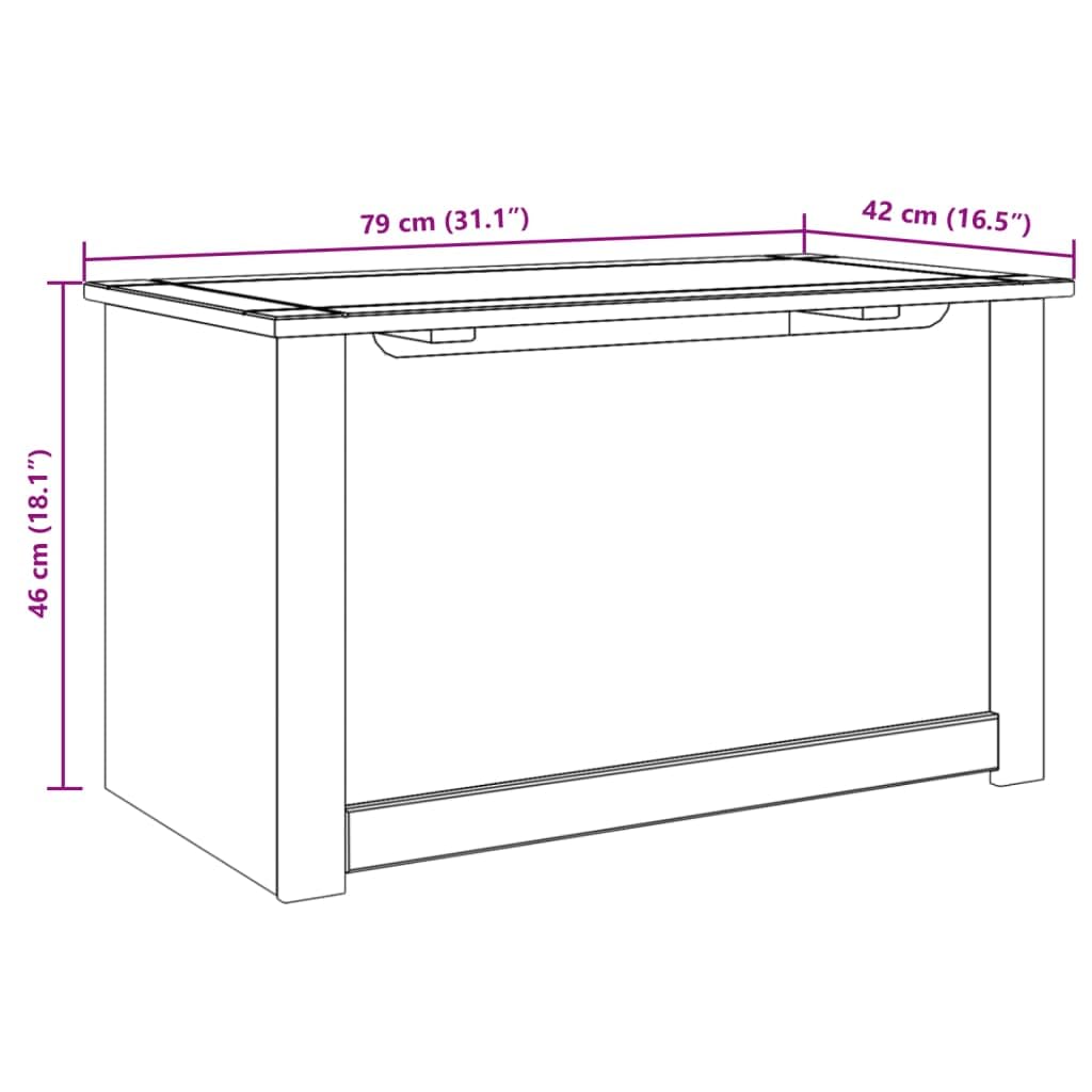 Baule in legno Panama con coperchio, 79 x 42 x 46 cm, in legno di