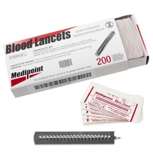 MEDIPOINT Stainless Steel Lancets 200 Count | Sterile Disposable Individually Wrapped | Ultra-Keen Needle Point for Fingertip Blood Sampling and Precision Skin Care | Made in USA