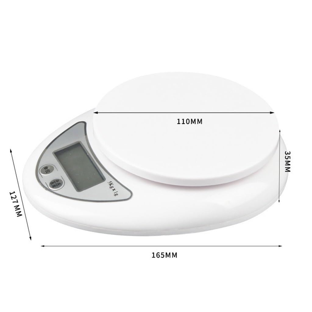 JFDBGU Mini Báscula Electrónica De Cocina 5 Kg/1g, LCD for El Hogar, Cocinar Comida Digital Hornear