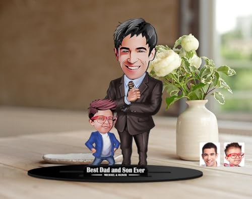 Image of THE GRANDEUR Personalized Father's Day Gift Caricature - for Dad, Papa, Dadaji | Unique Gift for Daddy, Grandpa, Husband from Son Daughter (Design 7)