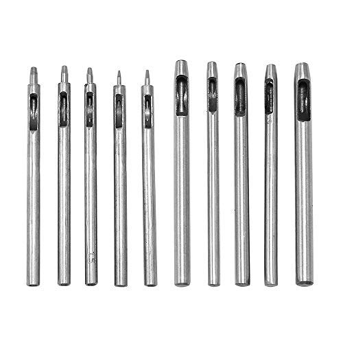 0.5mm-5mm Leather Hole Punch Cutter Leather Working Tools for Watch Bands Belts Canvas Round Hollow Hole Punch Cutter Tools 10Pcs