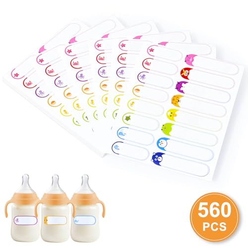 Image of 560PCS Labels for Kids Stuff Daycare, Waterproof Baby Bottle Labels, Name Label, Self-Laminating Write-on Tag Stickers