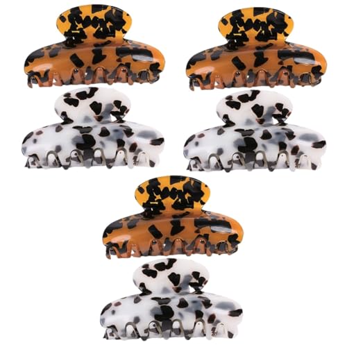 Barrette vintage acrylique lot de 6 grands clips à cheveux blanc et café pour femmes